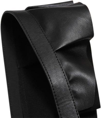Schwarzer Damen PU Leder Punk Taillengürtel mit Rüschen - Verstellbar & Gothic