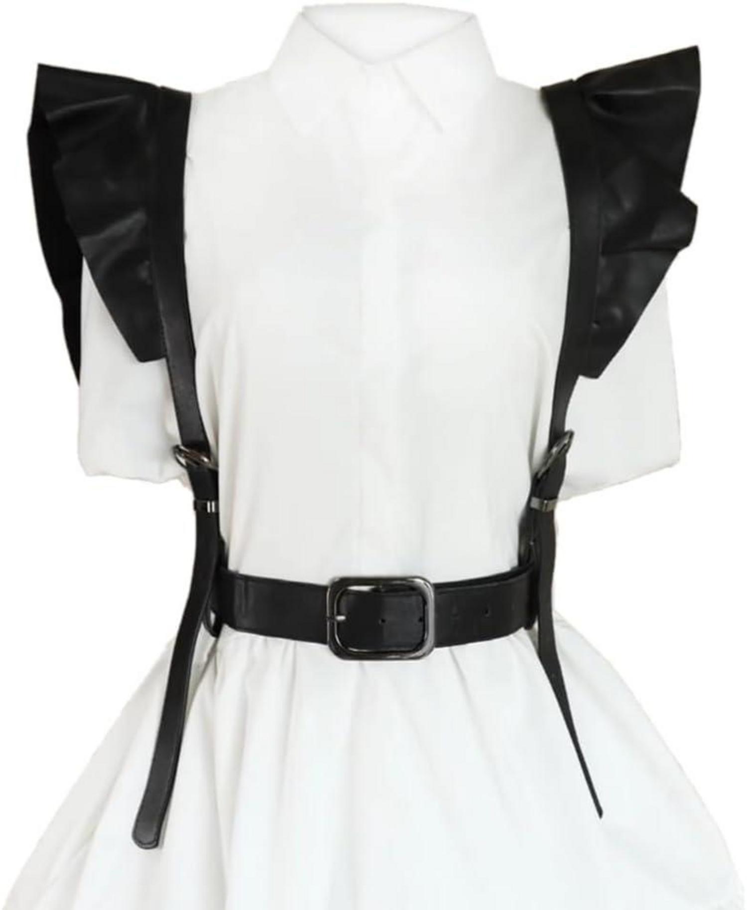 Damen Punk Taillengürtel Schwarz PU Leder Harness Körperkette Gothic