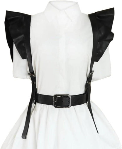 Damen Punk Taillengürtel Schwarz PU Leder Harness Körperkette Gothic