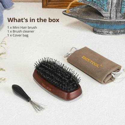 BESTOOL Mini Haarbürste Wildschweinborsten Nylonstiften für Entwirrung & Glanz
