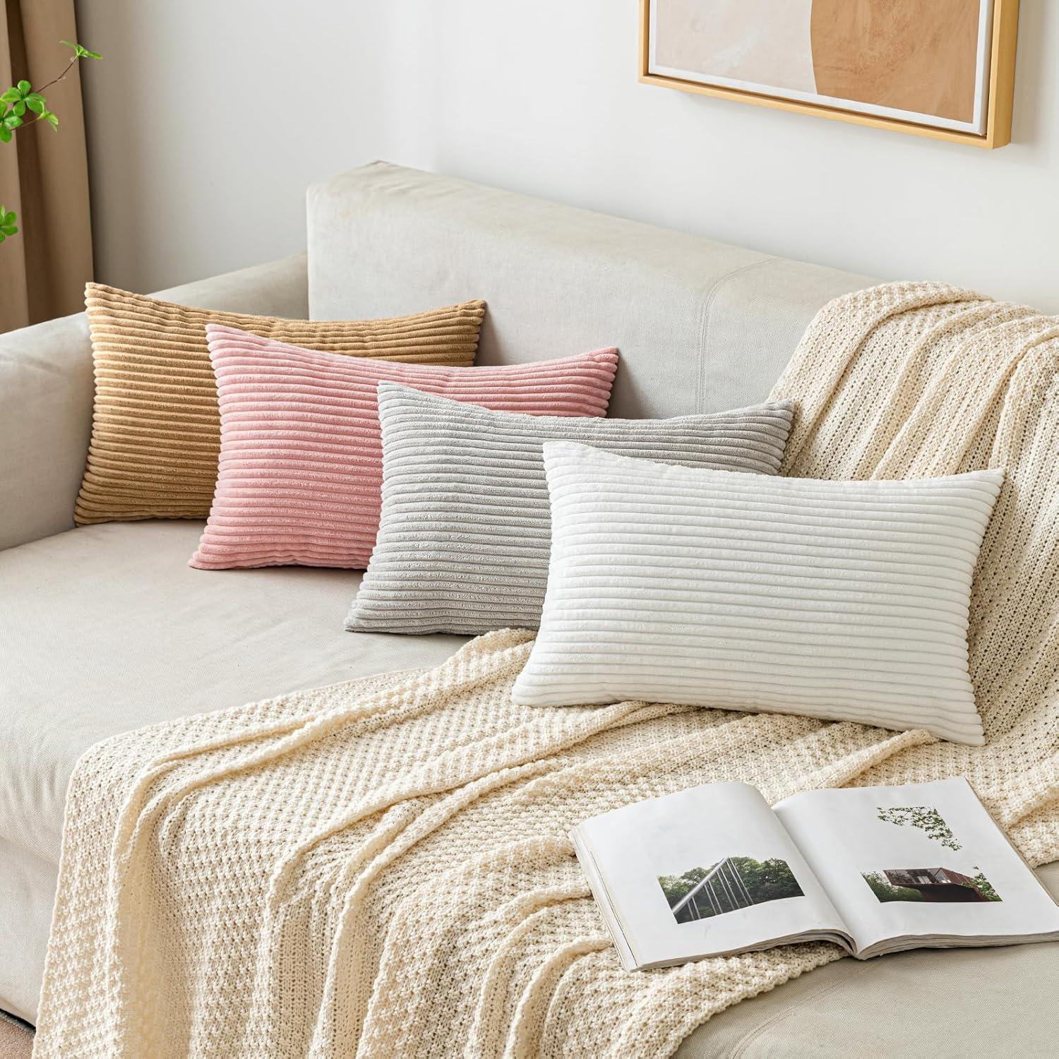 2er Set Weiche Kordsamt Kissenbezüge 40x60cm - Dekorative Zierkissen für Sofa
