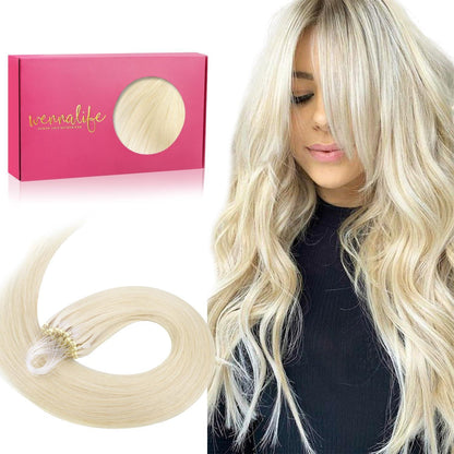 Remy Echthaar Microring Extensions Platinblond 50g/55cm