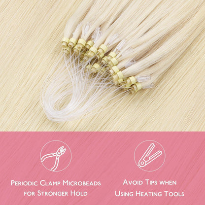 Remy Echthaar Microring Extensions Platinblond 50g/55cm
