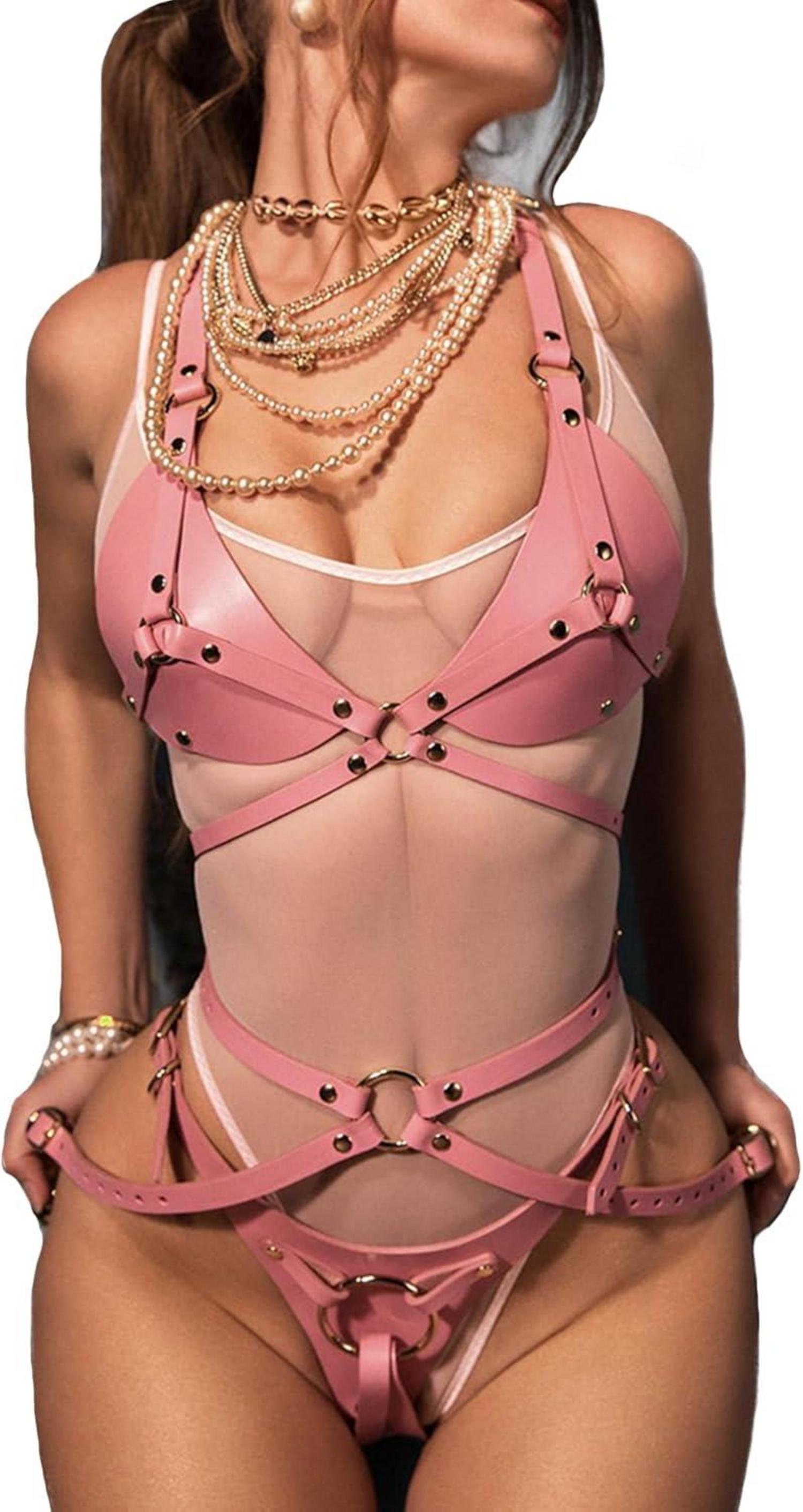 Leder Harness Bondageset Frauen BDSM Party Outfit Fesseln SM