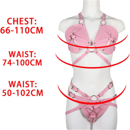 Leder Harness Bondageset Damen Body SM Brust Harness Clubwear BDSM