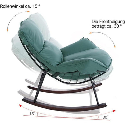 Moderner Schaukelsessel Grün – Bequemer Relaxsessel mit Metallgestell