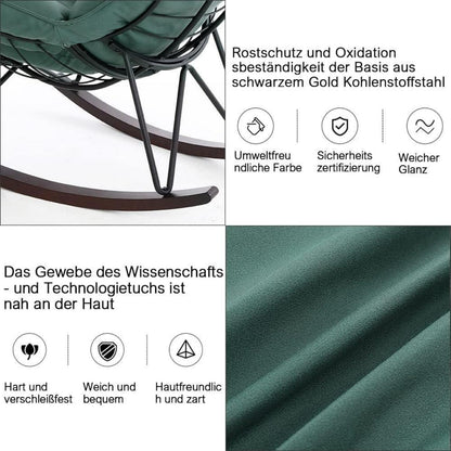 Moderner Schaukelsessel Grün – Bequemer Relaxsessel mit Metallgestell