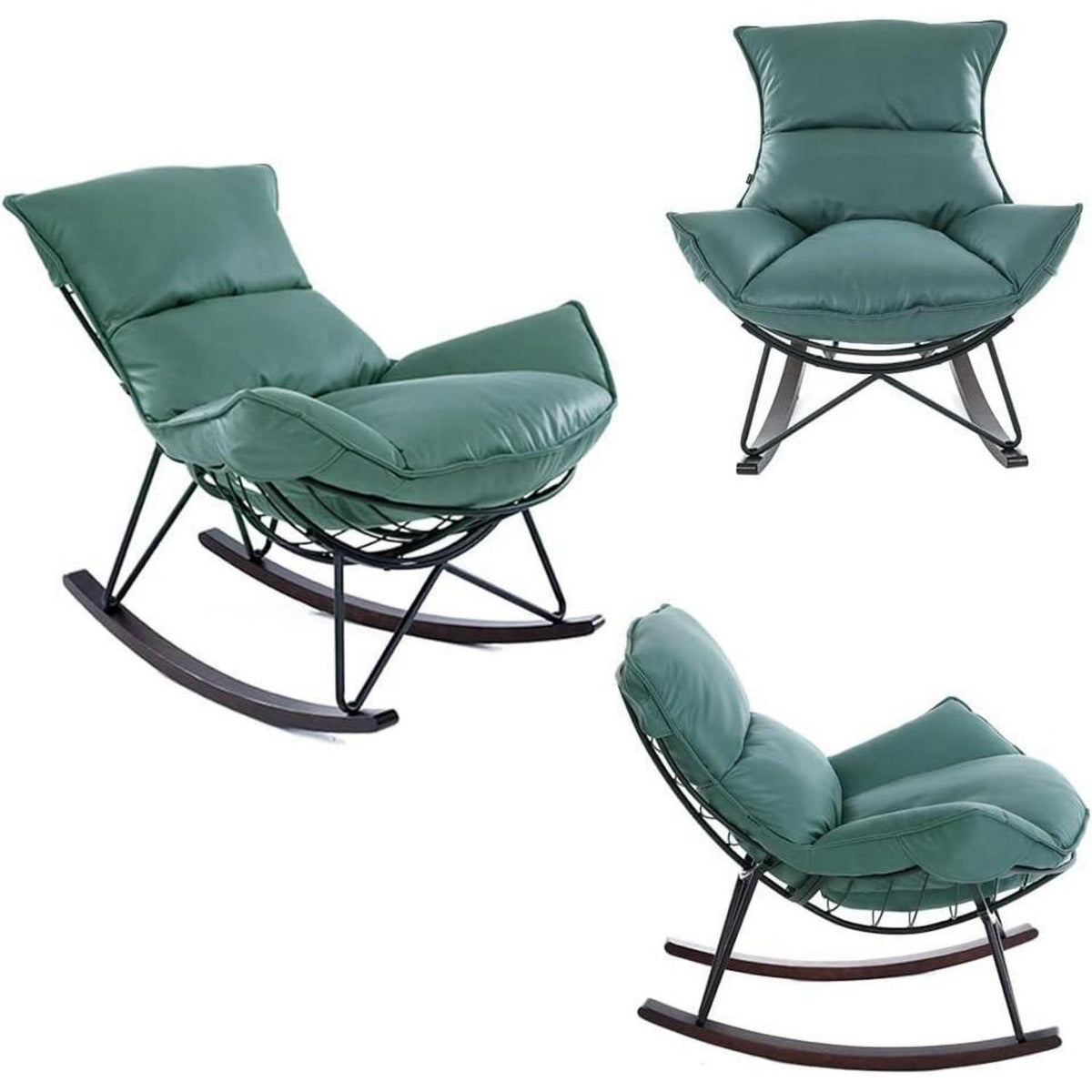 Moderner Schaukelsessel Grün – Bequemer Relaxsessel mit Metallgestell
