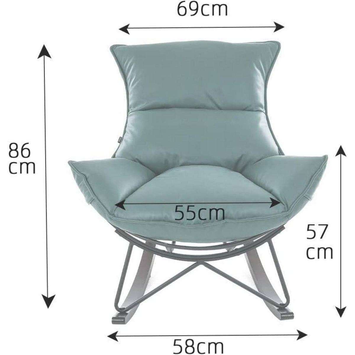 Moderner Schaukelsessel Grün – Bequemer Relaxsessel mit Metallgestell