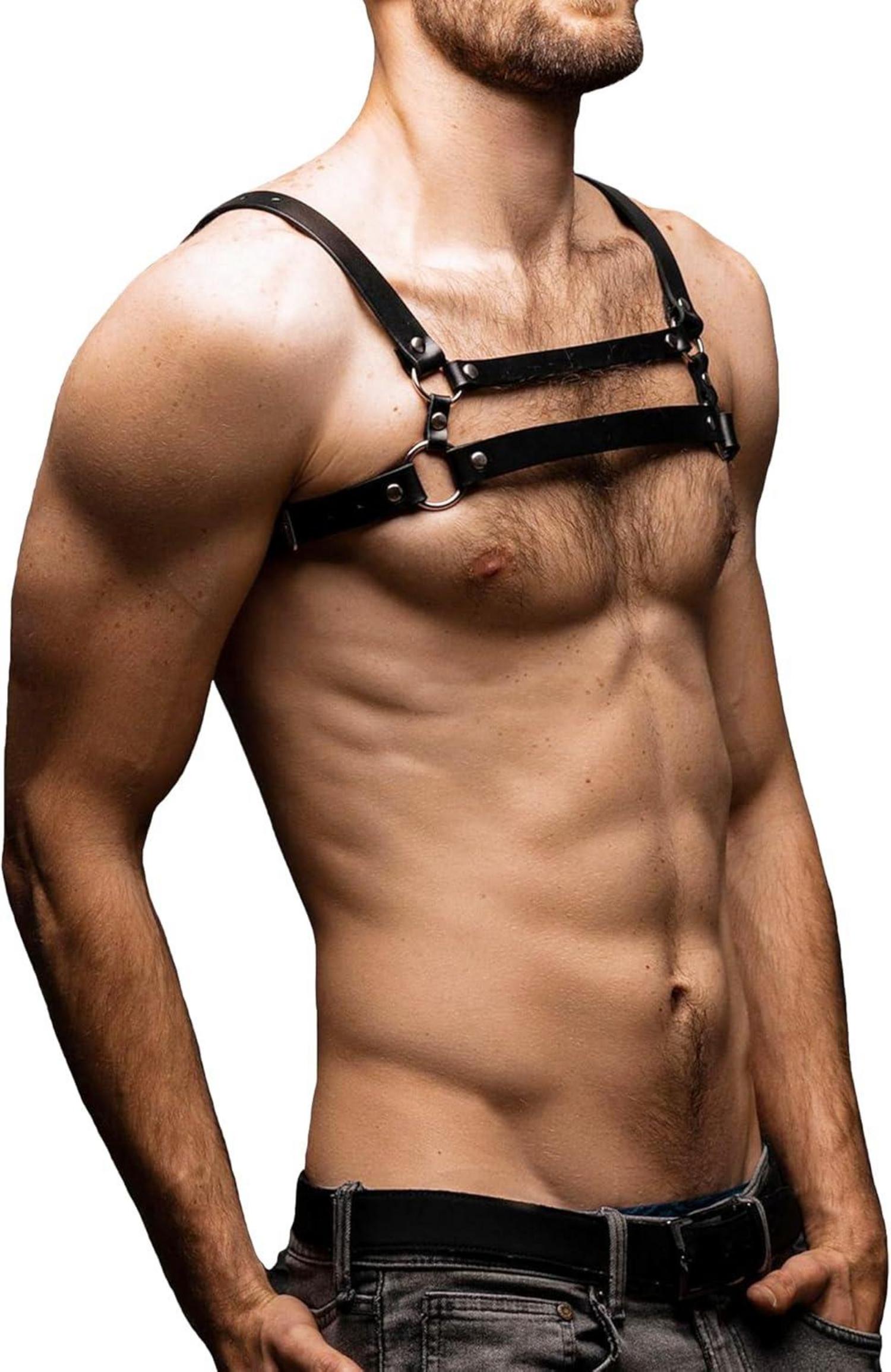 Herren Punk Leder Brust Harness Schultergurt Gay Fetisch Gothic BDSM Sexy Bandage