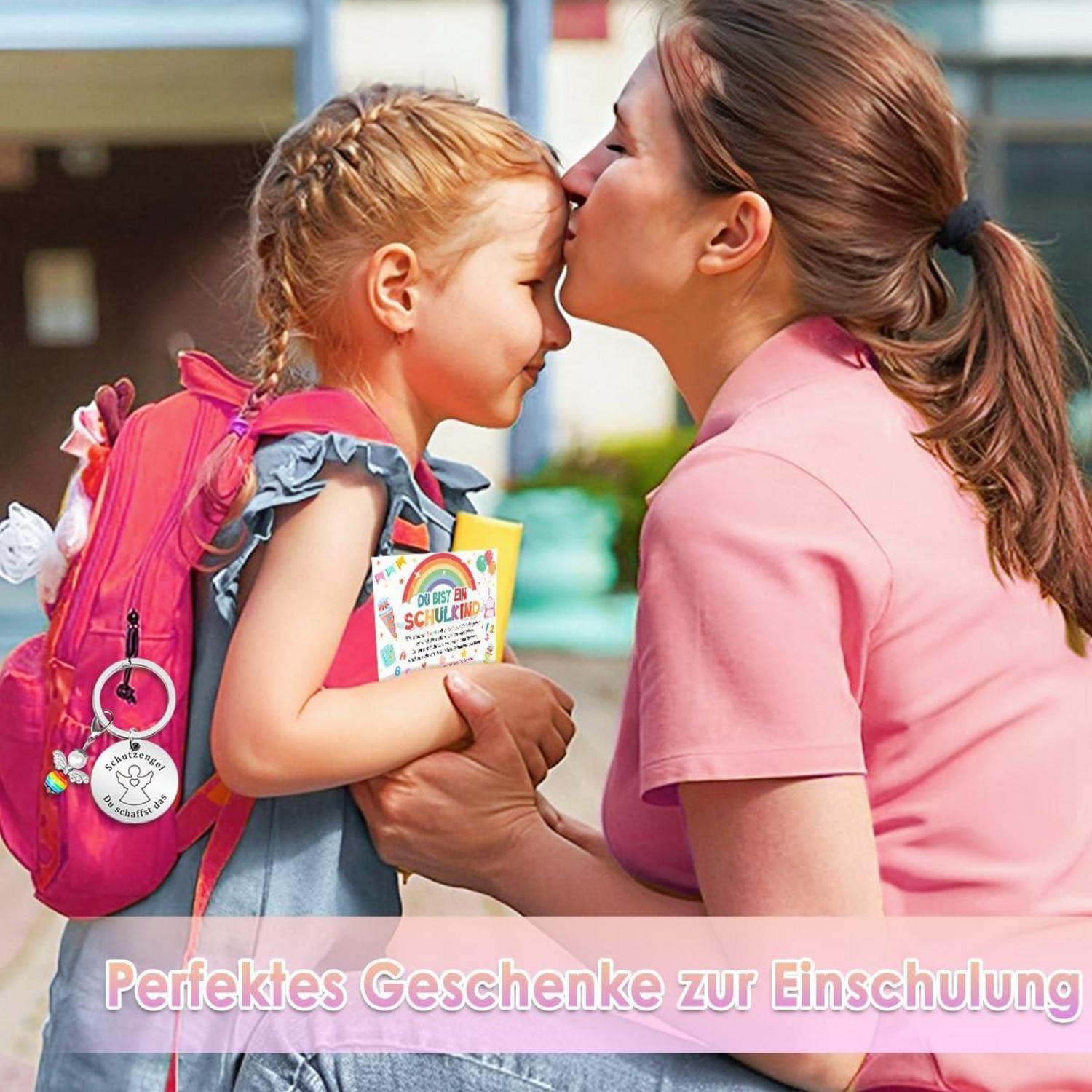 Schulanfang Geschenk Schlüsselanhänger Schutzengel mit Karte und Geschenkbox