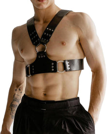 Herren Gay Harness Body Brust Gurt Bondage PU Leder Einstellbar