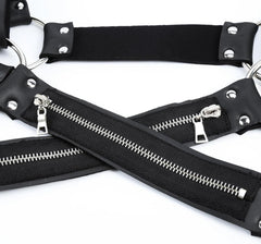 Herren Leder Gay Harness Unterwäsche Reißverschluss BDSM Bondage BDSM