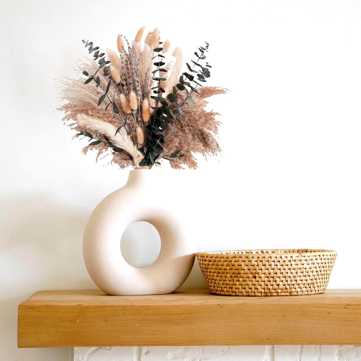 Boho Trockenblumen Set Tischdeko Pampasgras Eukalyptus Lavendel
