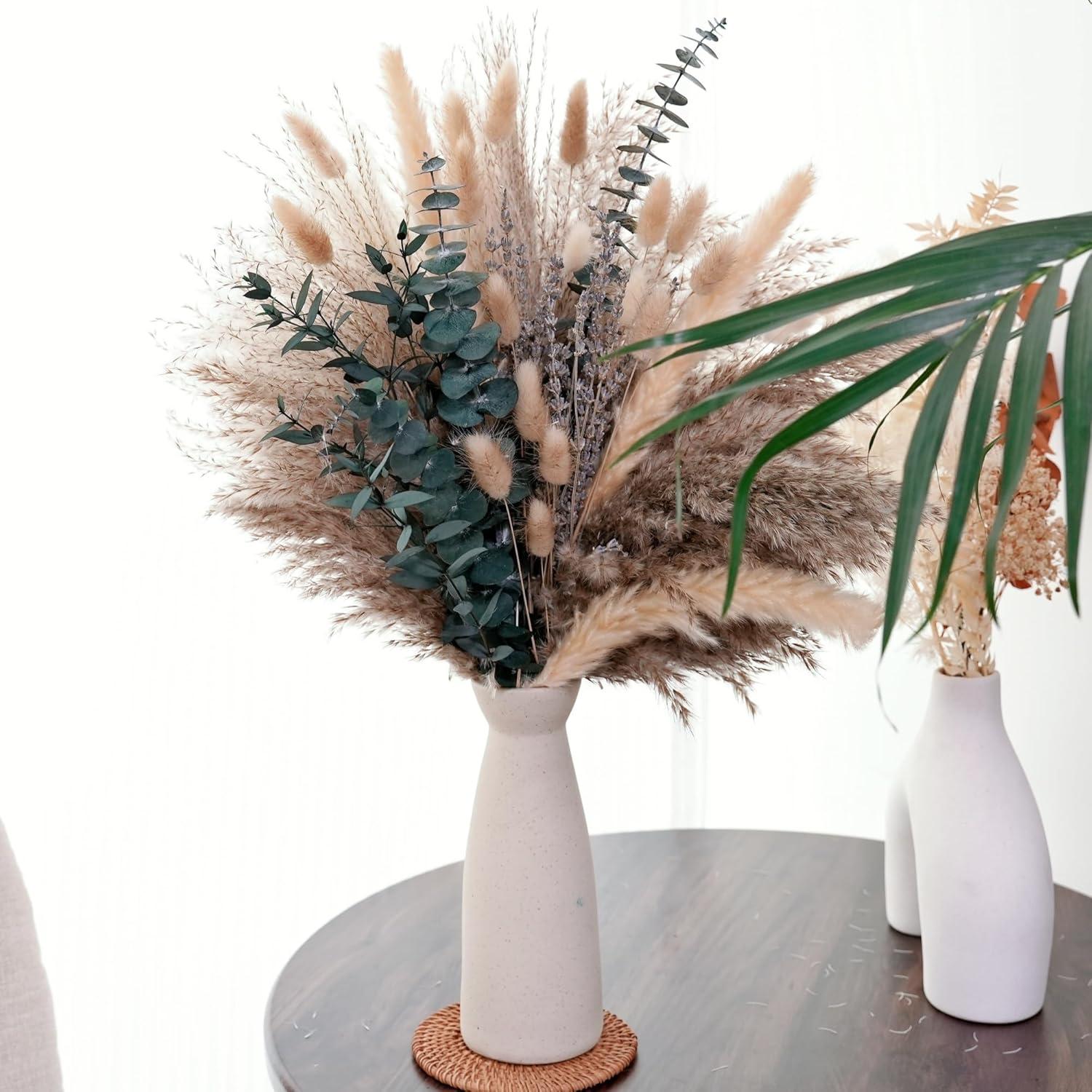 Deko Pampasgras Trockenblumen Set Wand Esszimmer Tisch Wohnung Boho Stil