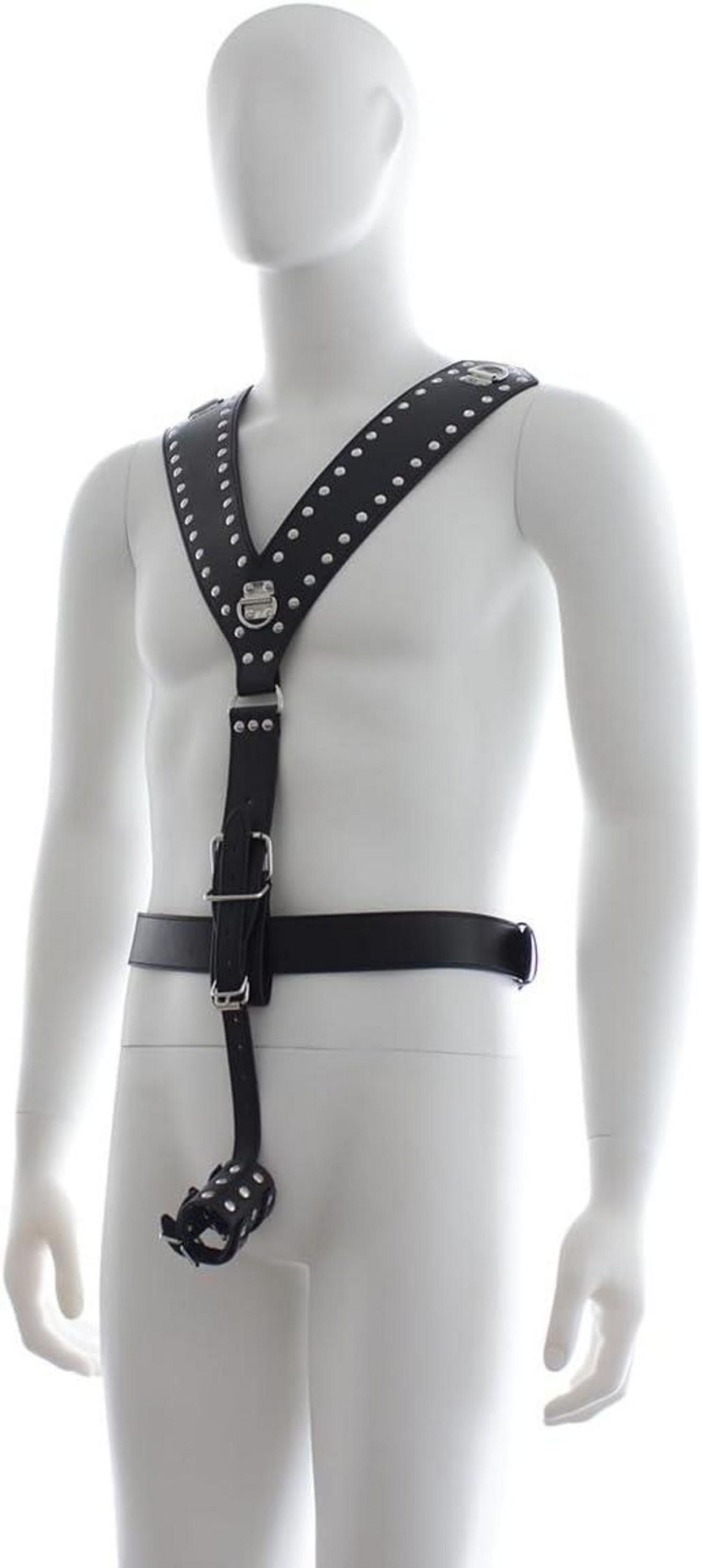 Herren Verstellbarer Leder Brustgurt Punk Gothic Bondage