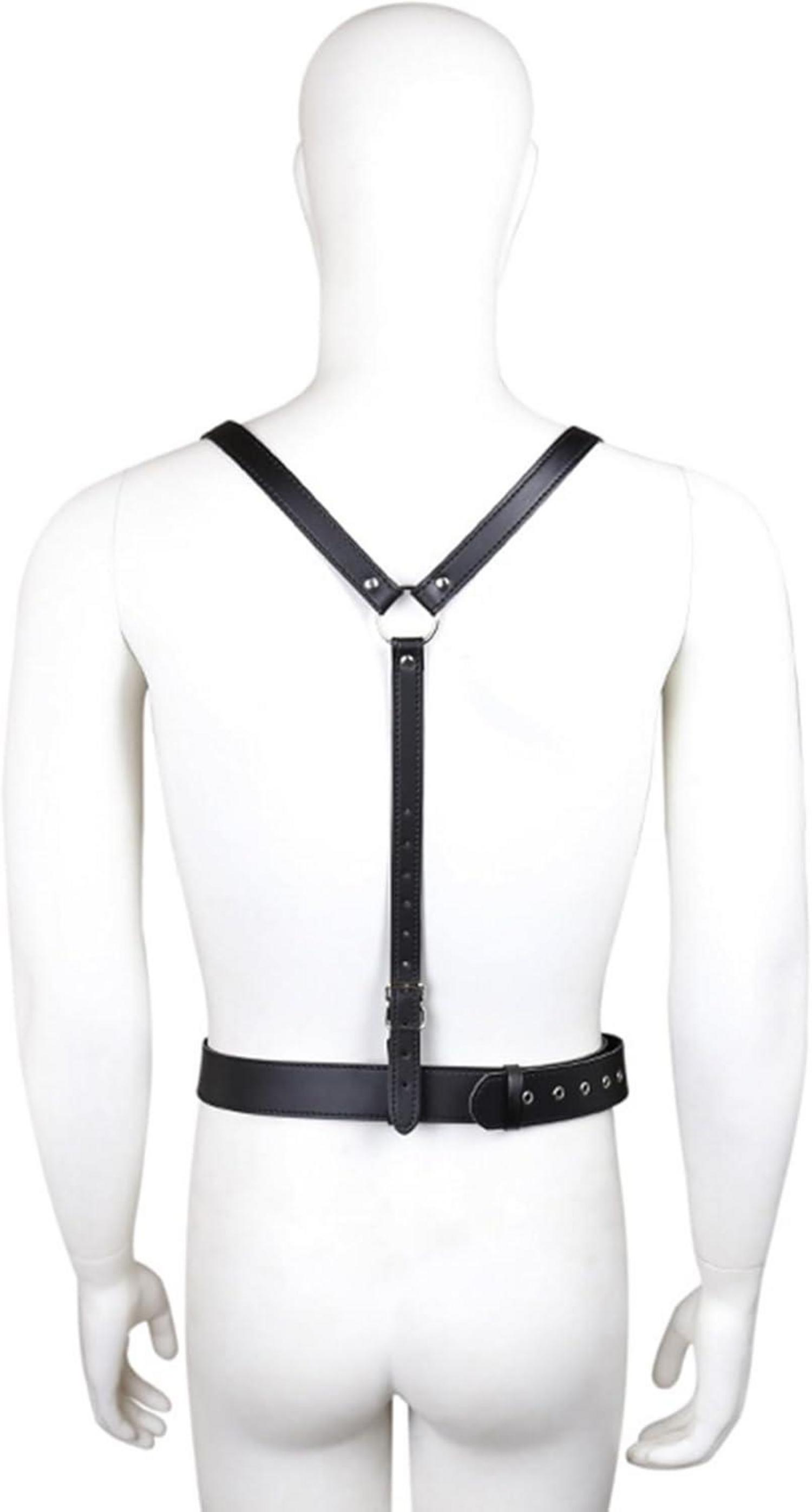 Herren Verstellbarer Leder Brustgurt Bondage Punk Gothic BDSM Fetish