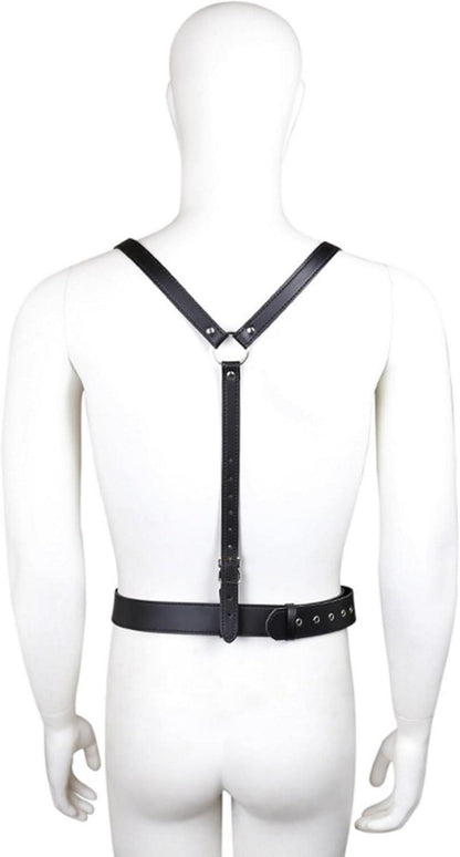Herren Verstellbarer Leder Brustgurt Bondage Punk Gothic BDSM Fetish