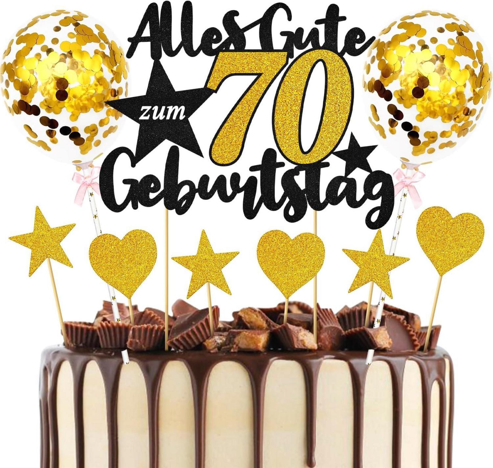 70. Geburtstag Tortendeko Gold Schwarz - Kuchendeko, 70