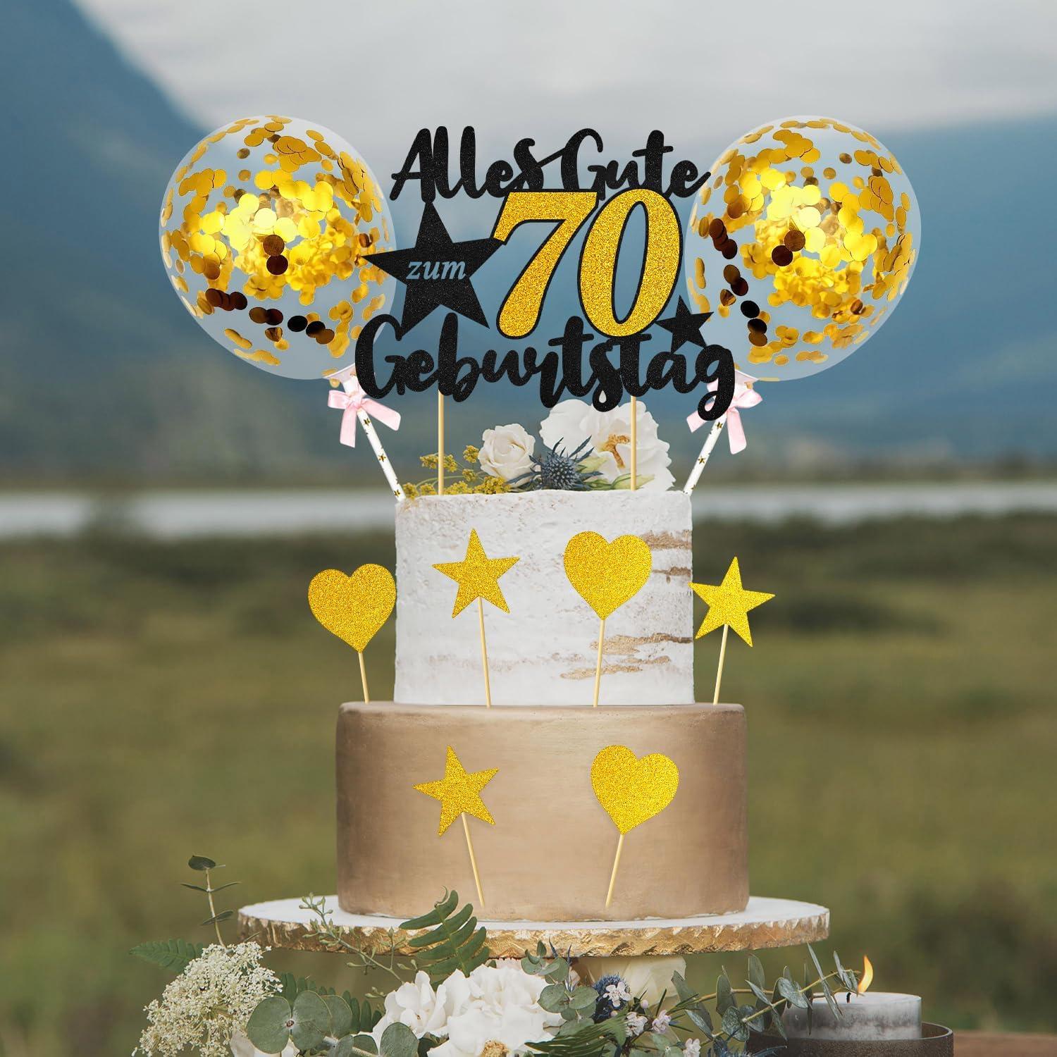 70. Geburtstag Tortendeko Gold Schwarz - 70. Geburtstag Kuchen Deko