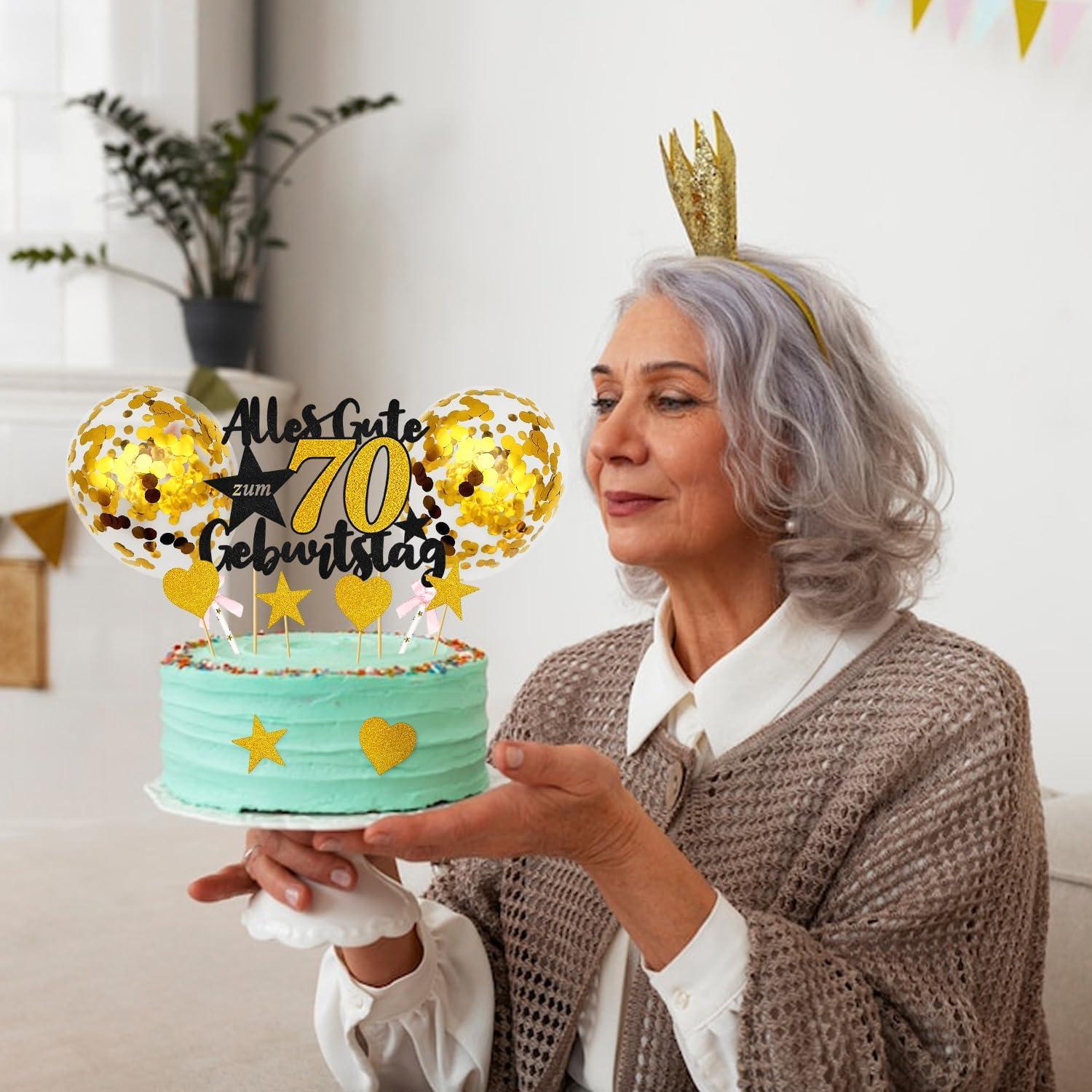 70. Geburtstag Tortendeko Gold Schwarz Glitzer Deko 70 Jahre Party