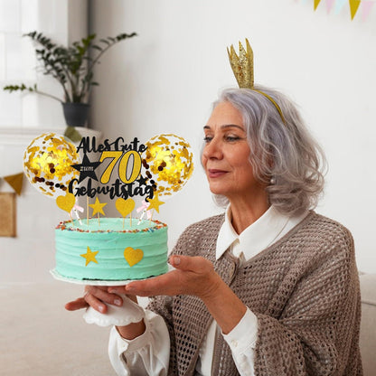 70. Geburtstag Tortendeko Gold Schwarz Glitzer Deko 70 Jahre Party