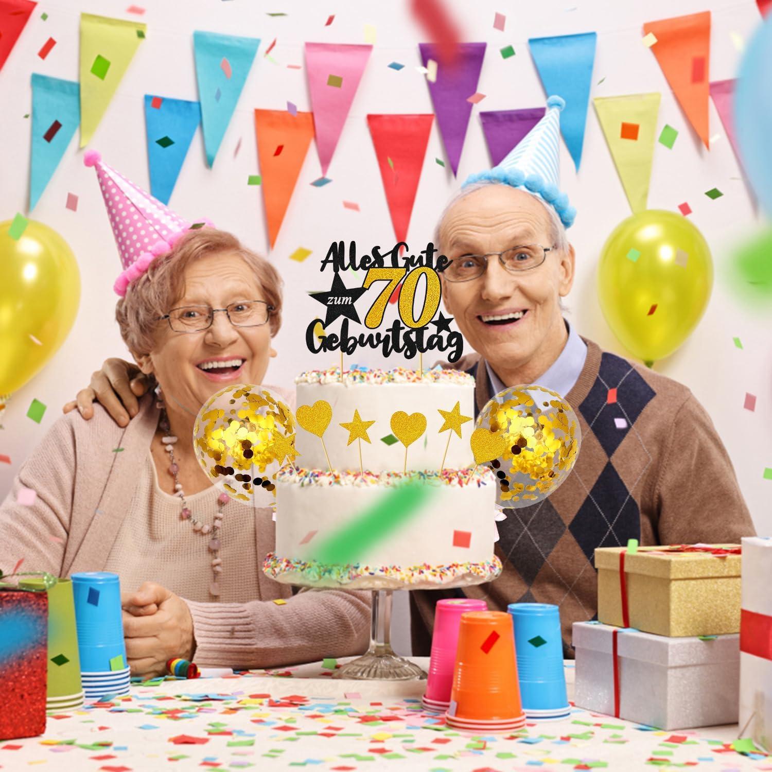70. Geburtstag Tortendeko Gold Schwarz Glitzereffekt 70 Jahre