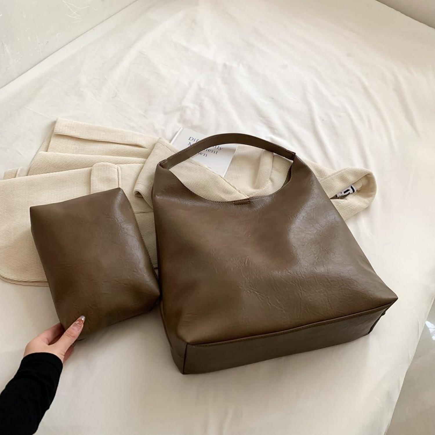 TIAASTAP Damen Groß Handtasche Weiches Leder Tote Bag Schultertasche