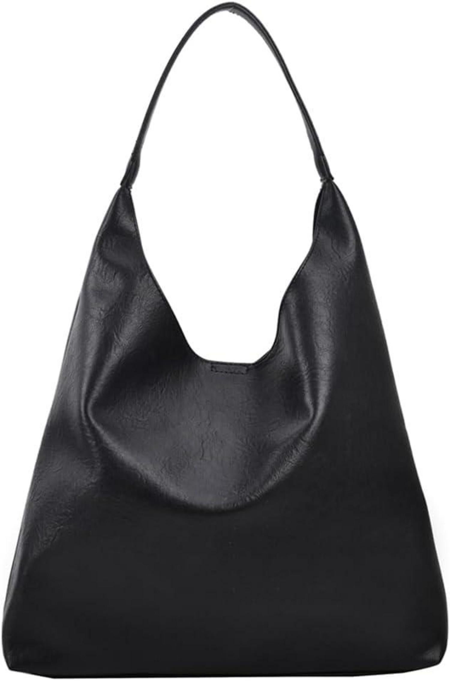 Große Damen PU Leder Shopper Schwarz mit Geldbörse