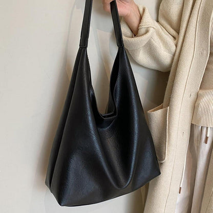 Große Handtasche Damen Weiche Leder Tote Bag Shopper Schwarz