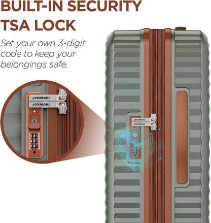 SHOWKOO Kofferset 3tlg Hartschale PC Leicht Handgepäck TSA 360° Rollen (M L XL