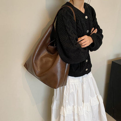 Große Handtasche Damen Weiches Leder Tote Bag Schultertasche