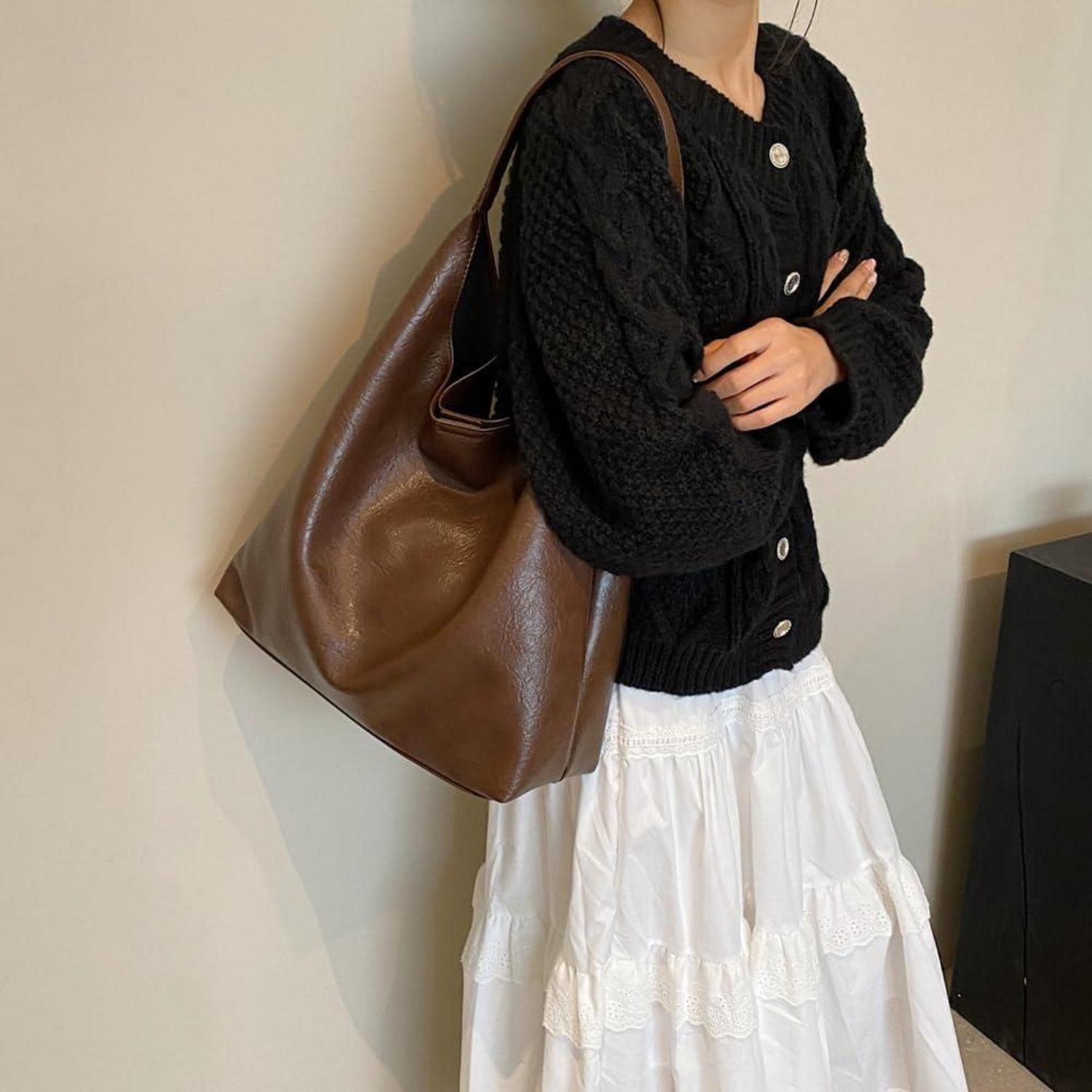 Große Handtasche Damen Weiches Leder Tote Bag Shopper Schultertasche