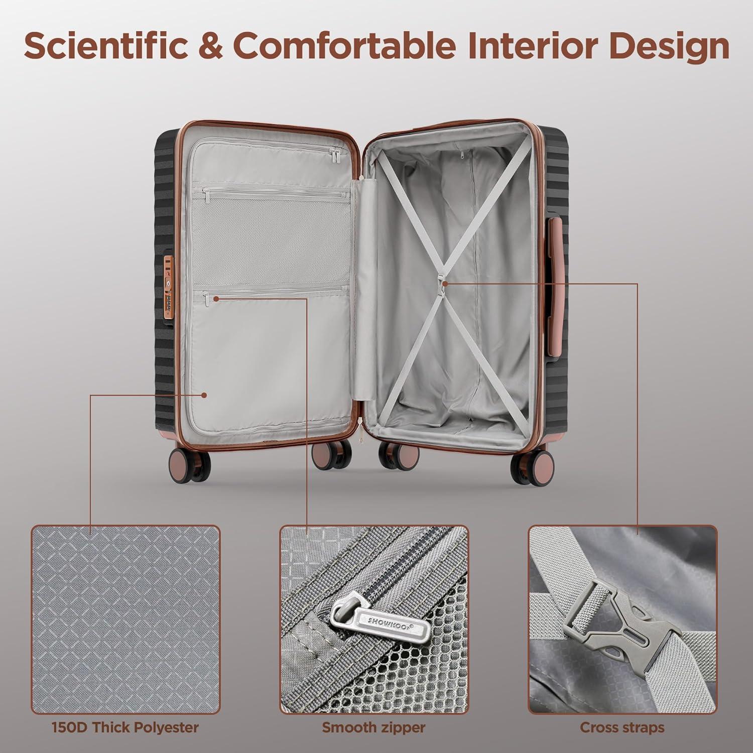 SHOWKOO Koffer Klein Leicht Hartschale 100% Polycarbonate Rollen Handgepäck