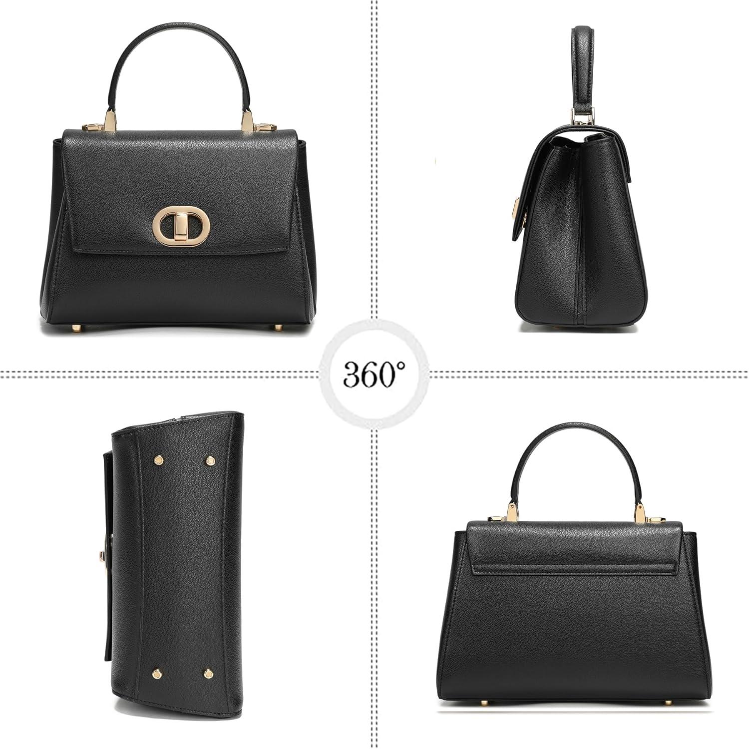 Handtasche Damen Leder Umhängetasche Crossbody Schwarz