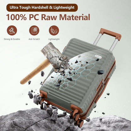 SHOWKOO Koffer Klein Leicht Hartschale Polycarbonate Rollen