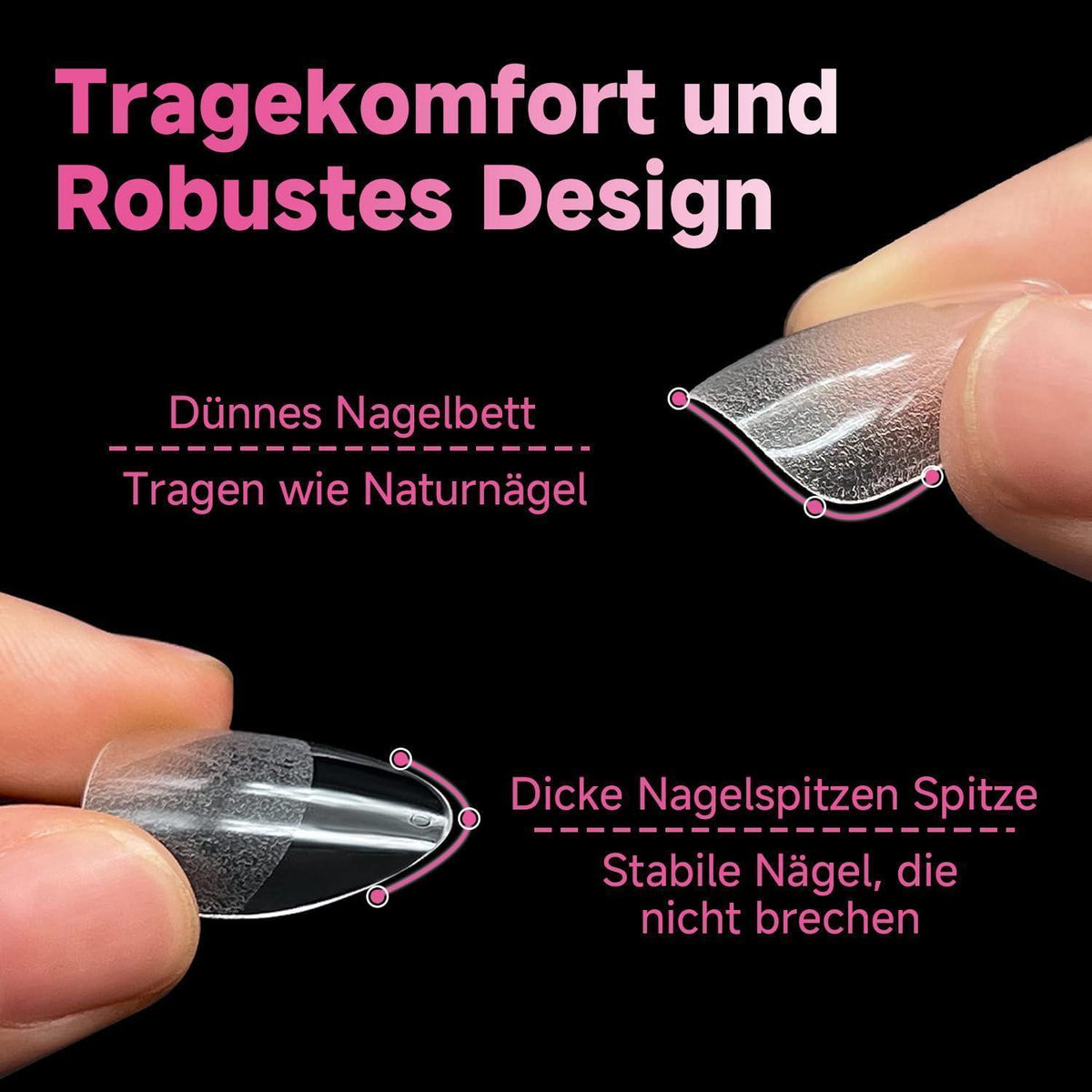 Mandel Gel Nägel 216 Stück – Oval & Almond Full Cover Tips