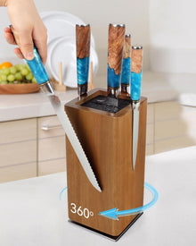 Magnetischer Messerblock 360° drehbar ohne Messer Magnet Holz