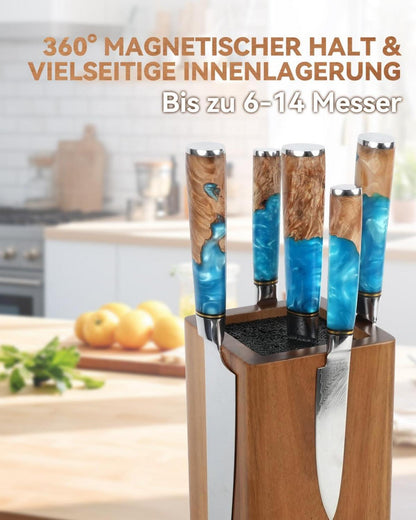 Magnetischer Messerblock 360° drehbar ohne Messer Magnet Holz