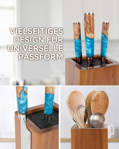 Messerblock Magnetisch 360 Grad drehbar Holz Universal für Küchentheke