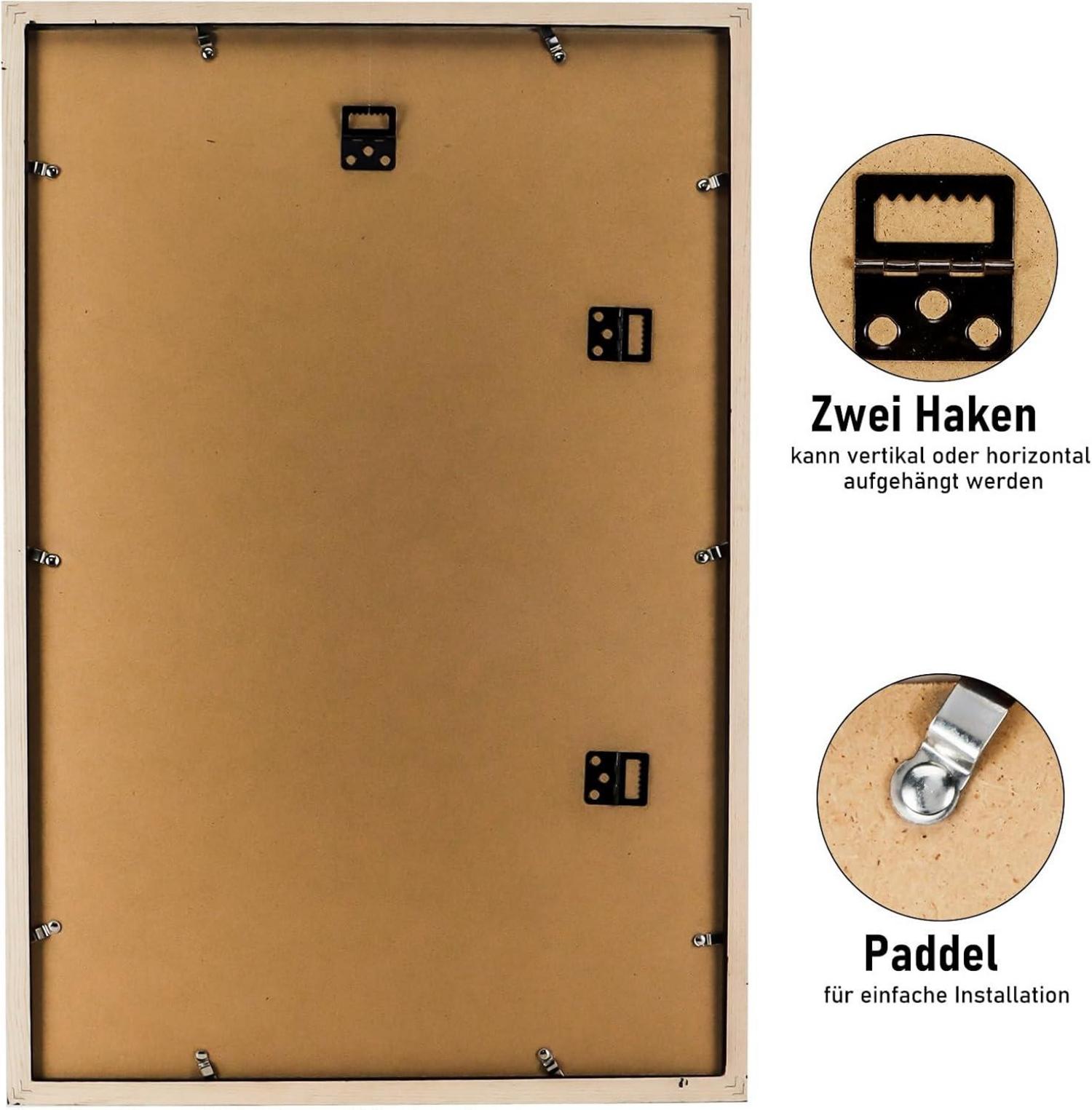 Bilderrahmen Schwarz 40x60cm Echtholz Passepartout Pine Holz
