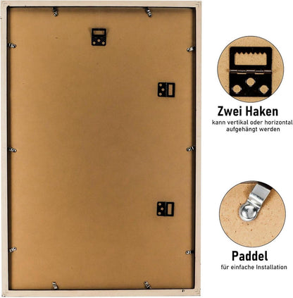 Bilderrahmen Schwarz 40x60cm Echtholz Passepartout Pine Holz