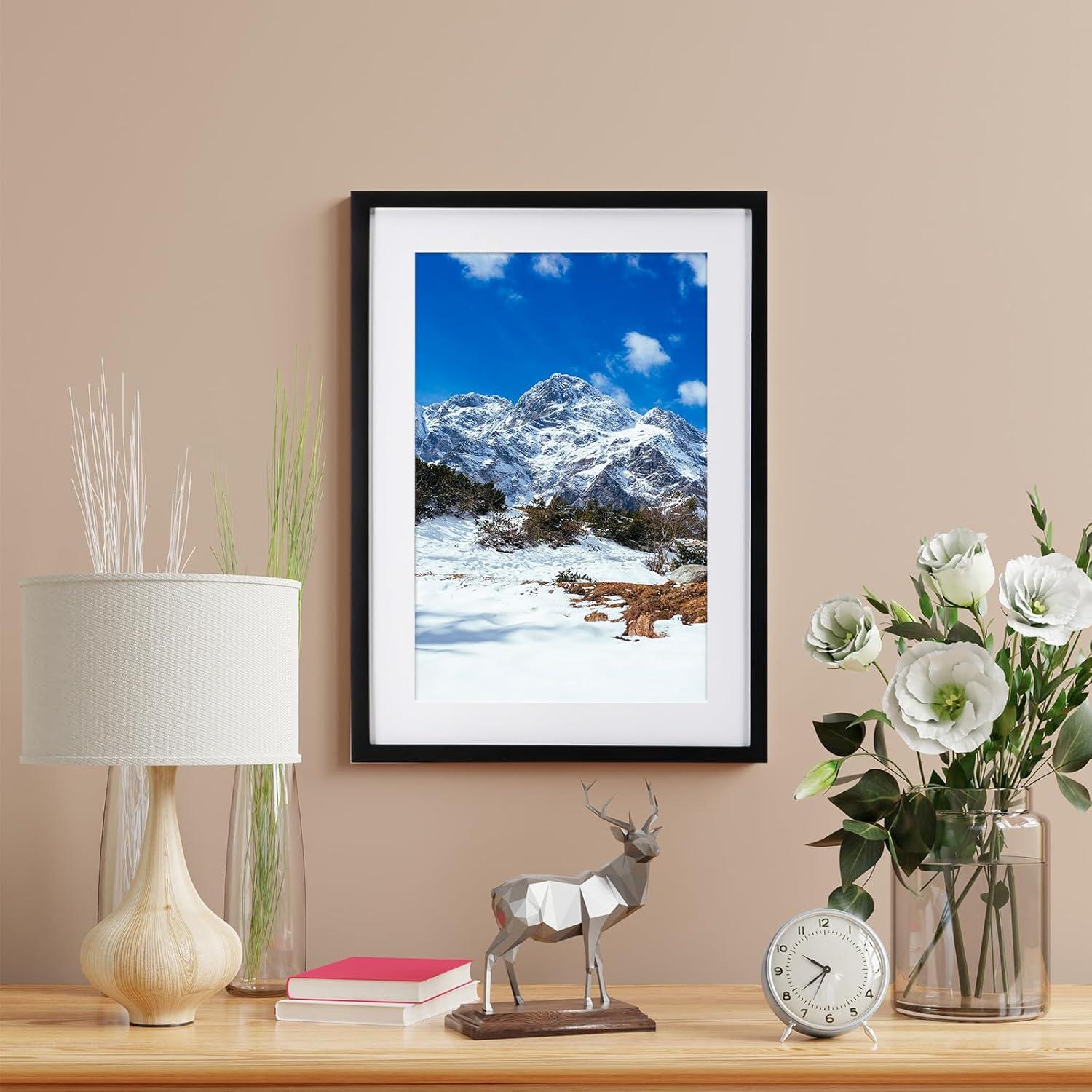 Kollyseek Bilderrahmen 40x60cm Schwarz Echtholz Passepartout Acrylglas