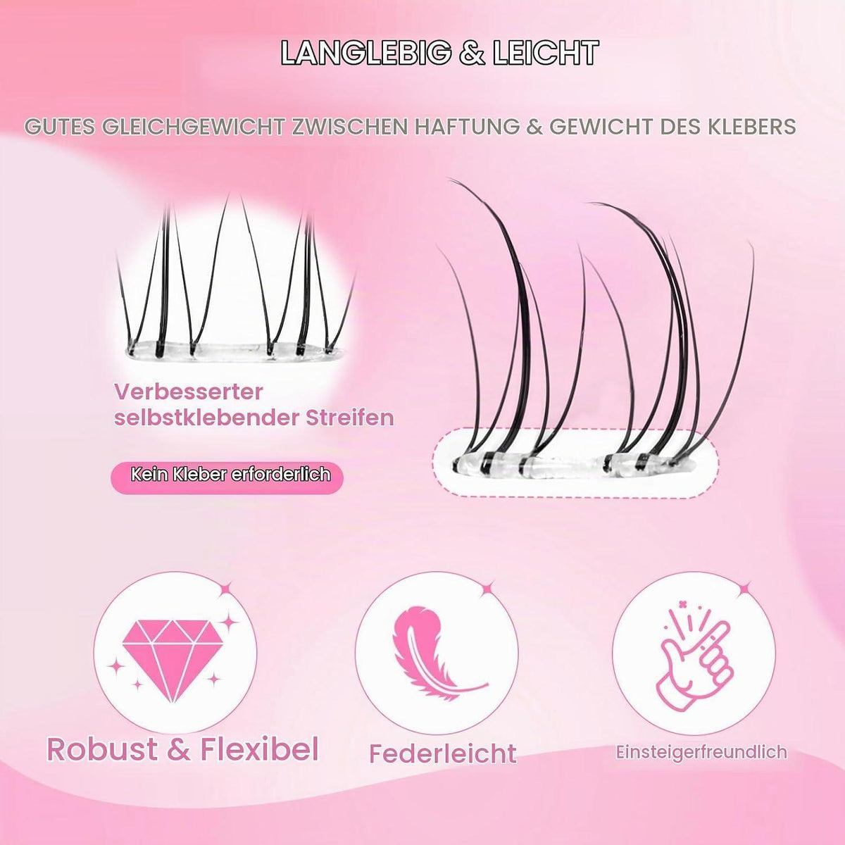 Selbstklebende Unterwimpern D Curl 8-14mm – Wimpernbüschel Set
