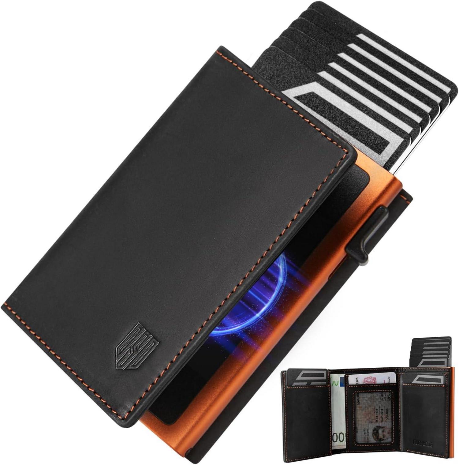 RFID Herren Geldbörse Slim Wallet Magnetschloss Kartenetui Münzfach