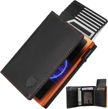 RFID Herren Geldbörse Slim Wallet Magnetschloss Kartenetui Münzfach