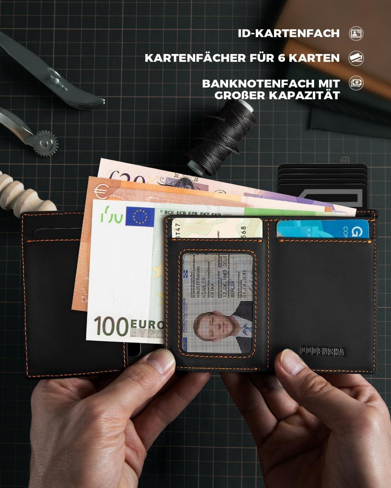 RFID Herren Geldbörse Slim Wallet Magnetschloss Kartenetui Münzfach