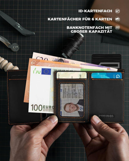RFID Herren Geldbörse Slim Wallet Magnetschloss Kartenetui Münzfach