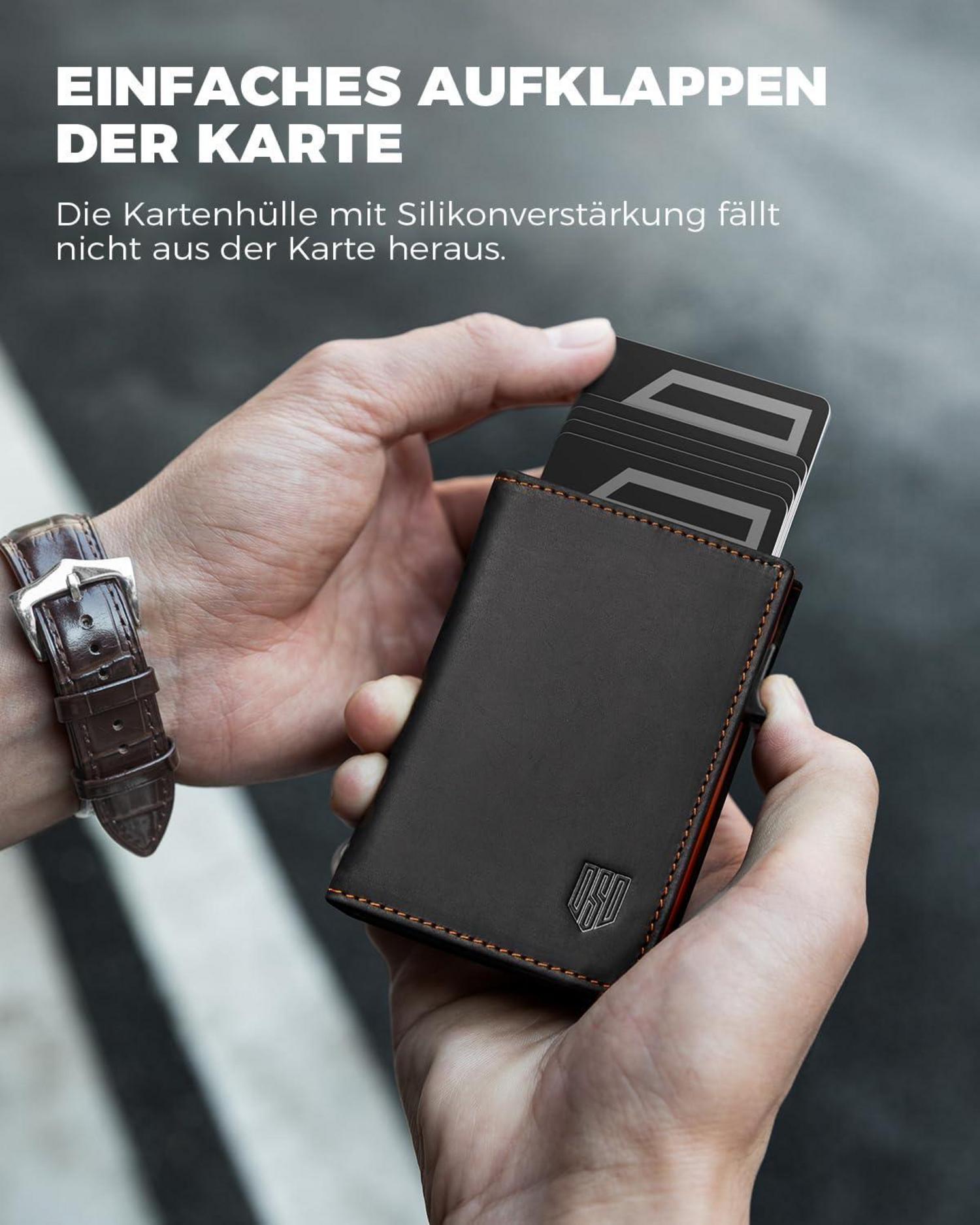 Herren Portmonee Kreditkartenetui RFID Schutz Münzfach Magnetverschluss Schwarz