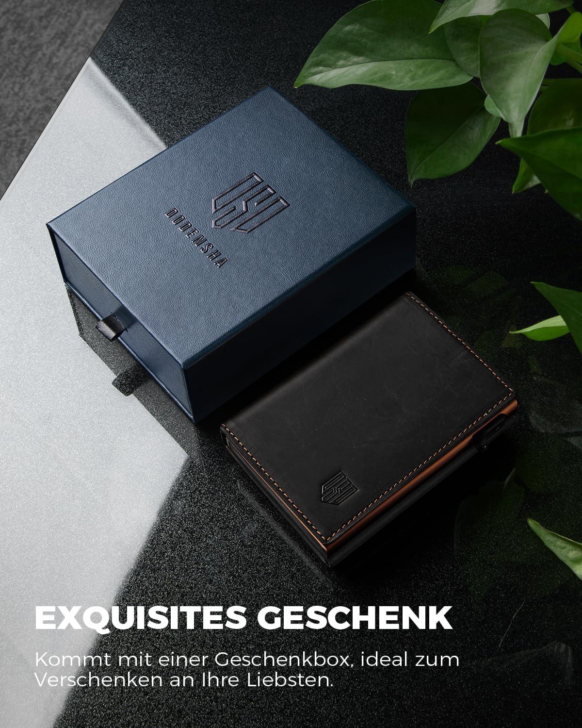DODENSHA MagSnap Slim Wallet Herren RFID-Schutz Münzfach SchwarzOrange